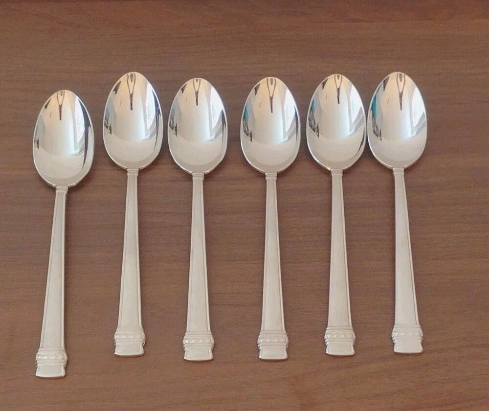 6 Lenox Hancock Frosted Soup Spoon Stainless Millenium Flatware 18/8 Korea